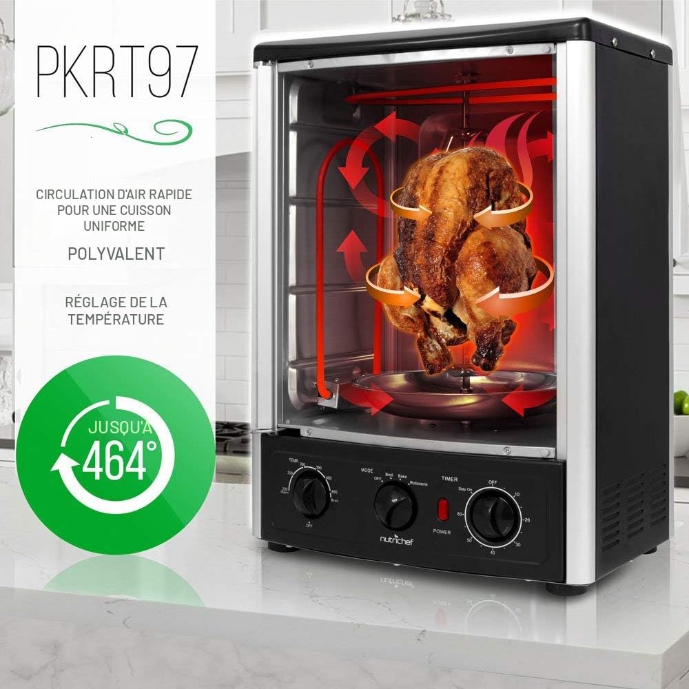 NutriChef Four Rotatif Vertical 1500W Rôtissoire Kebab & Shawarma, 7 Broches (PKRTVG34) au meilleur prix sur