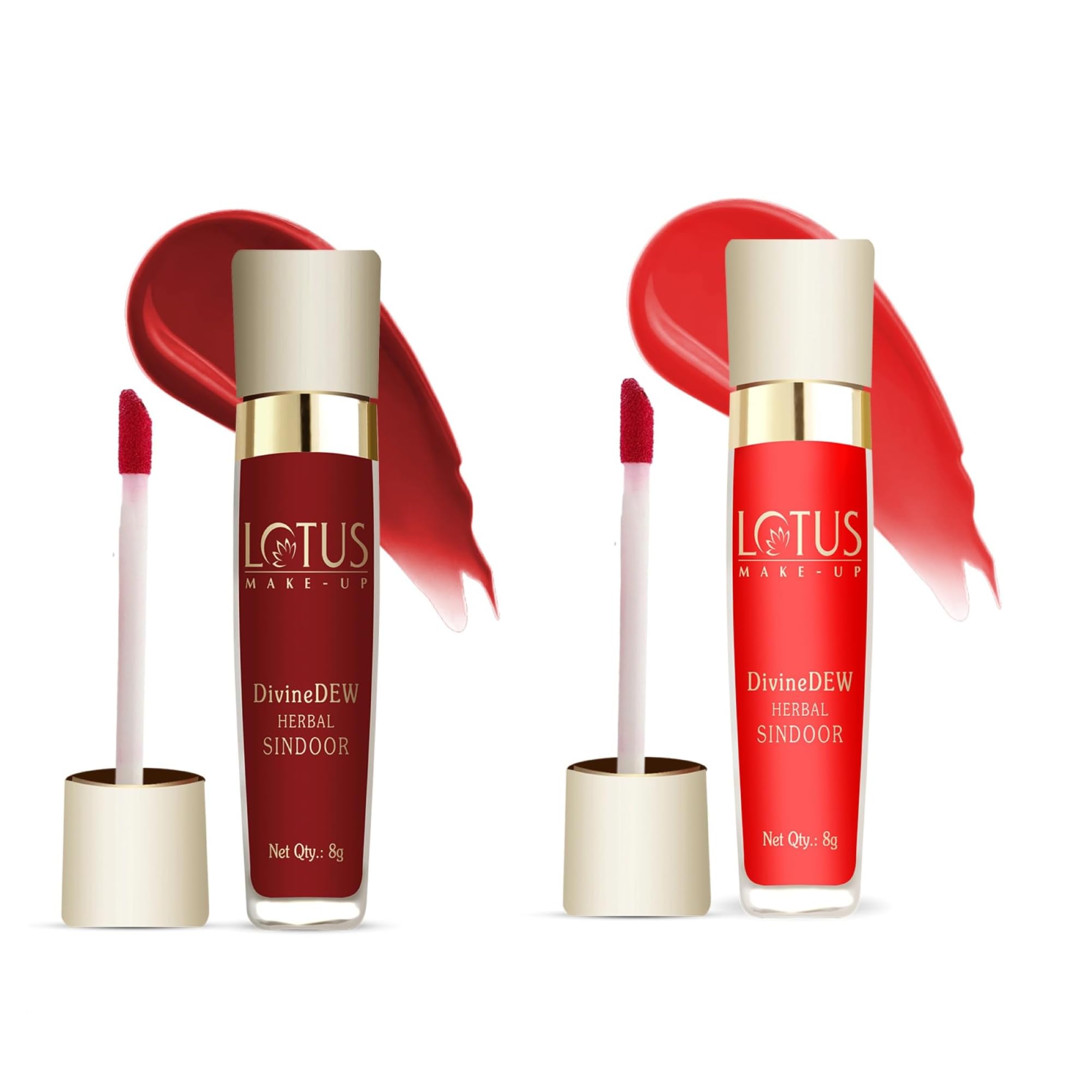 LOTUS MAKE-UP Divine Dew Natural Light Coverage Herbal Sindoor for Combination Skin Combo 21R Love Drop: 20M Rosy Blush (8g+8g) (Pack of 2)-image-5