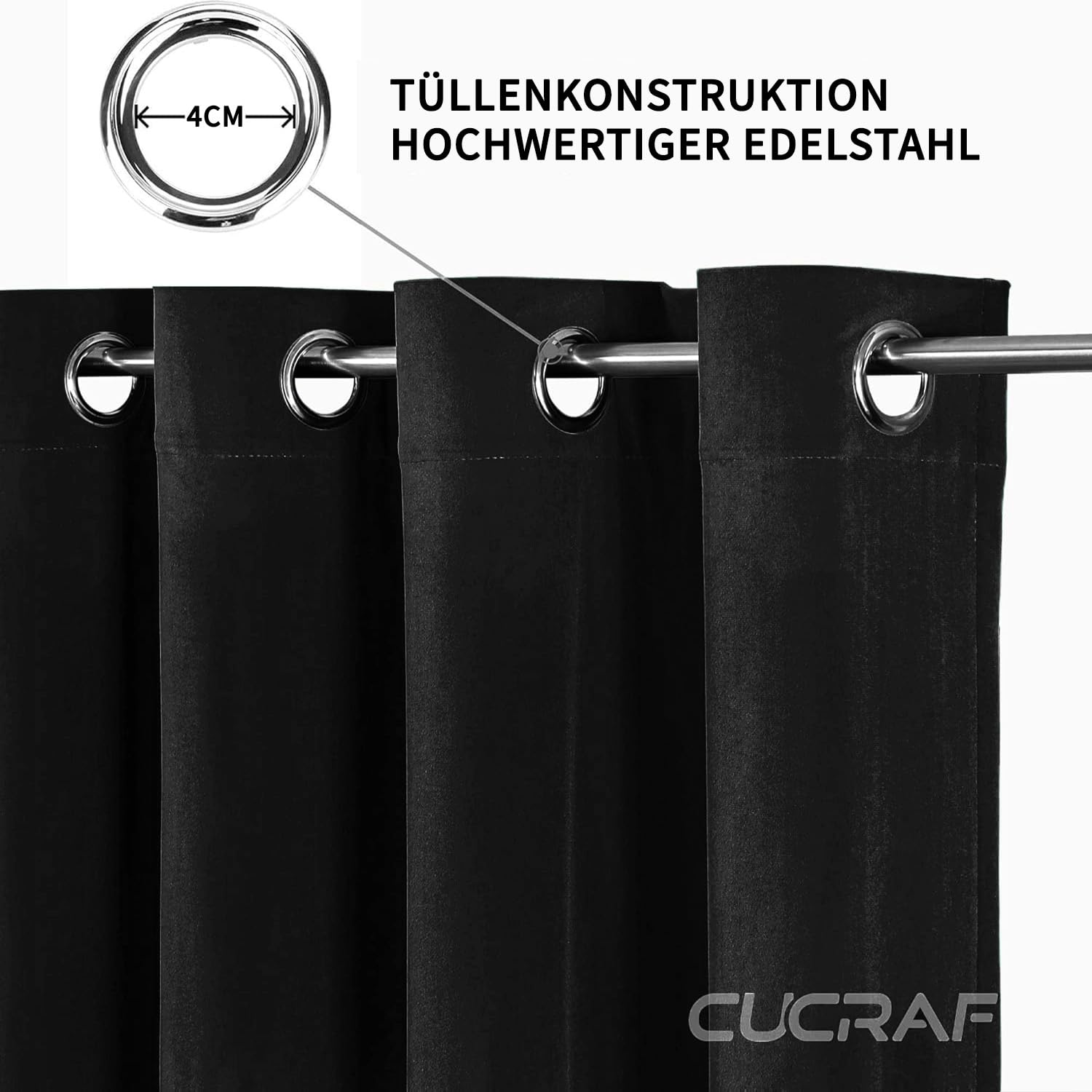 CUCRAF Lot de 2 rideaux en velours avec œillets - 160 x 140 cm (H x l) - Élégants - Isolation thermique - Isolation acoustique - Doux, protection contre le froid - Pour salon, chambre à coucher