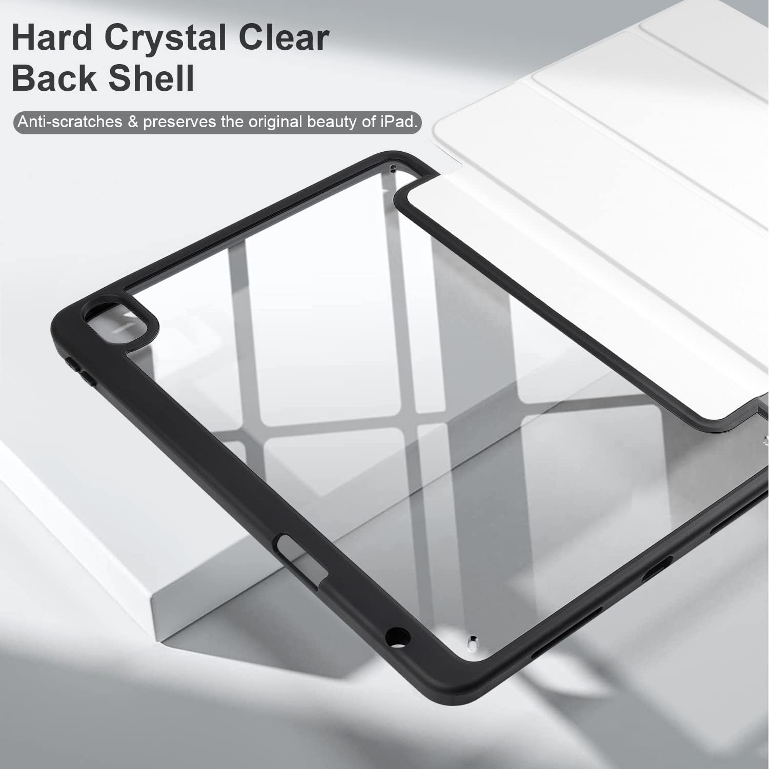 Batianda Customizable Case for 11-inch iPad Air 2025 M3 2024 M2 Chip/iPad Air 5th/4th 10.9 inch [Built-in Pencil Holder] Shockproof Cover with Clear Transparent Back Shell TPU Bumper Auto Sleep/Wake