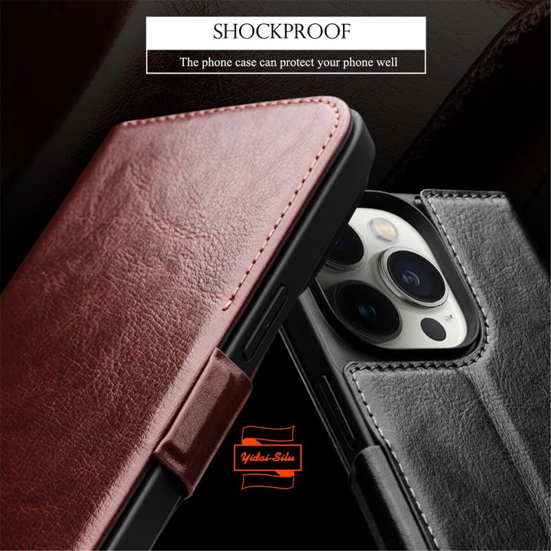 Etui na telefon iPhone 15 Plus z prawdziwej skóry, zamknięcie na magnes, funkcja stojaka, kieszeń na karty - skóra bydlęca etui ochronne odporne na uderzenia etui na telefon komórkowy Flip