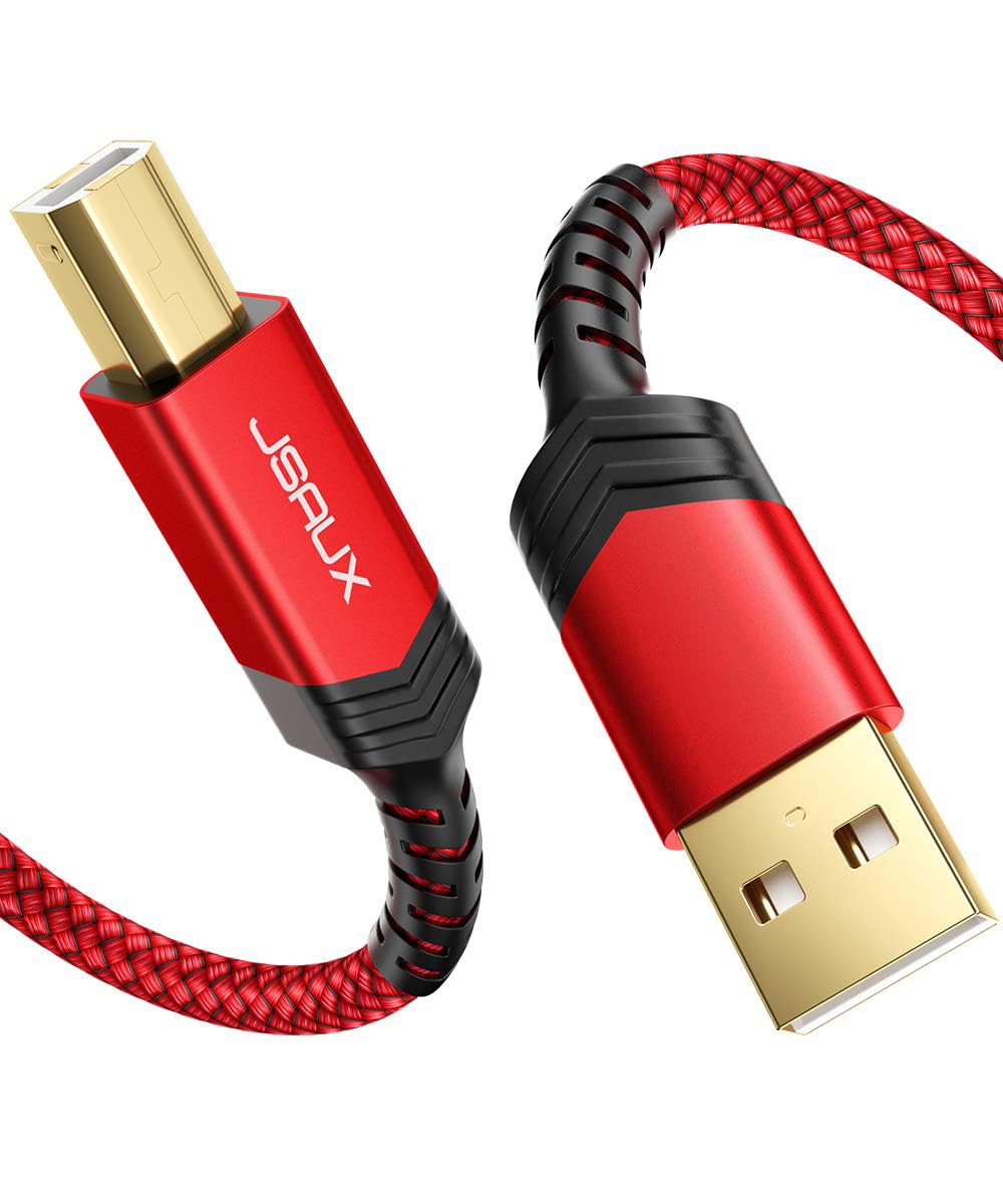 JSAUX USB Printer Cable 10ft, Type A Male to B Male Scanner Cord USB B Cable High Speed for HP, Canon, Epson, Dell, Brother, Lexmark, Xerox, Samsung etc and Piano, DAC