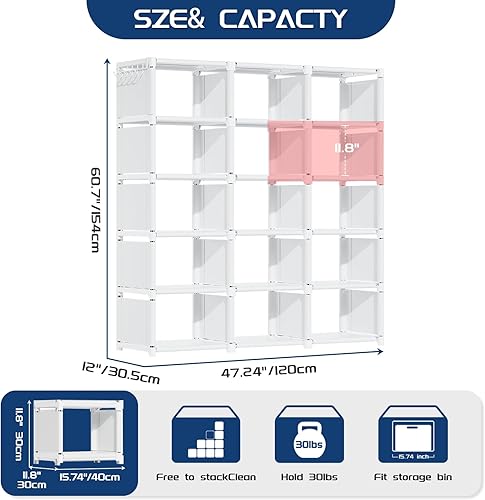 Miniatura 57 de Mavivegue Estante para libros, organizador de almacenamiento de 9 cubos, estantería de bricolaje, estantería de cubo de metal, estuche alto para