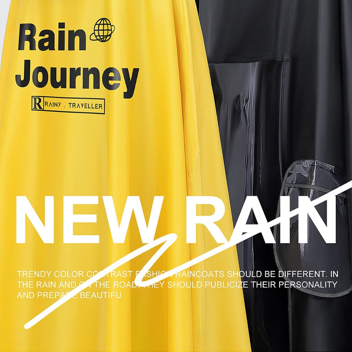 Chubasquero de ciclismo de doble uso doble e indiv Poncho de lluvia impermeable con capucha y ala desmontable, capa de lluvia unisex a prueba de viento con cubierta de espejo, for bicicleta eléctrica,