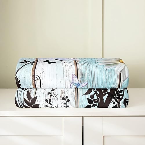 Miniatura 3 de Erosebridal Manta de vellón de margaritas, manta de mariposas voladoras de 40 x 50 pulgadas, decoración de sofá cama, manta de cama de vida