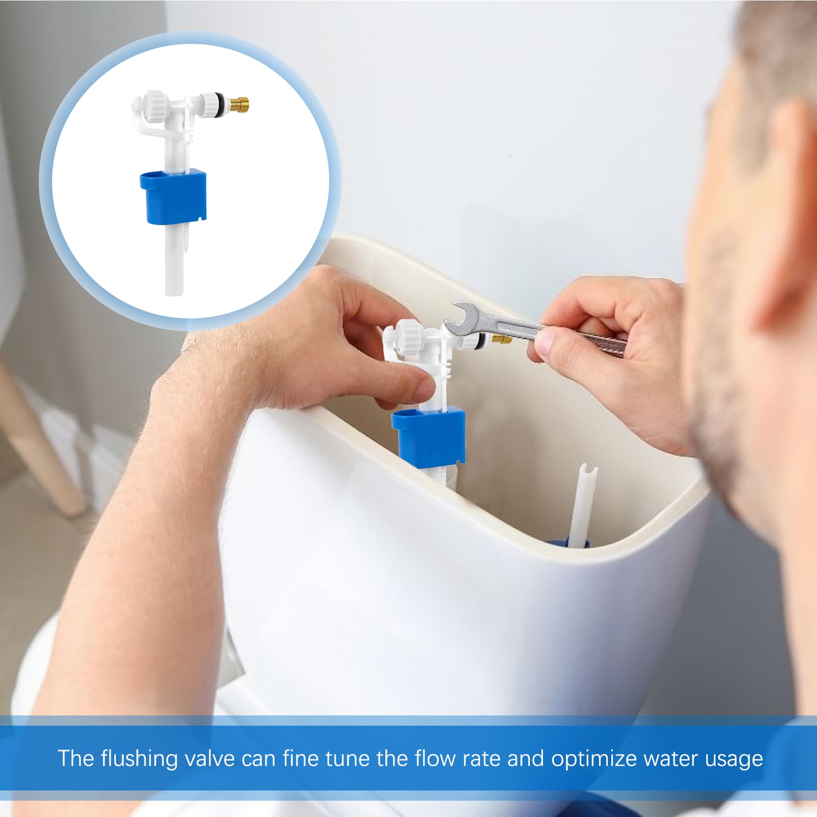 Spülkasten Füllventil Universal,G3/8"und G1/2" Messing Anschluß Spülkasten Ersatzteile,Wassertank Ventil WC Einlassventile Verstellbares Spülkastenfüllventil für Wassersparend,Einstellbare Wassermenge