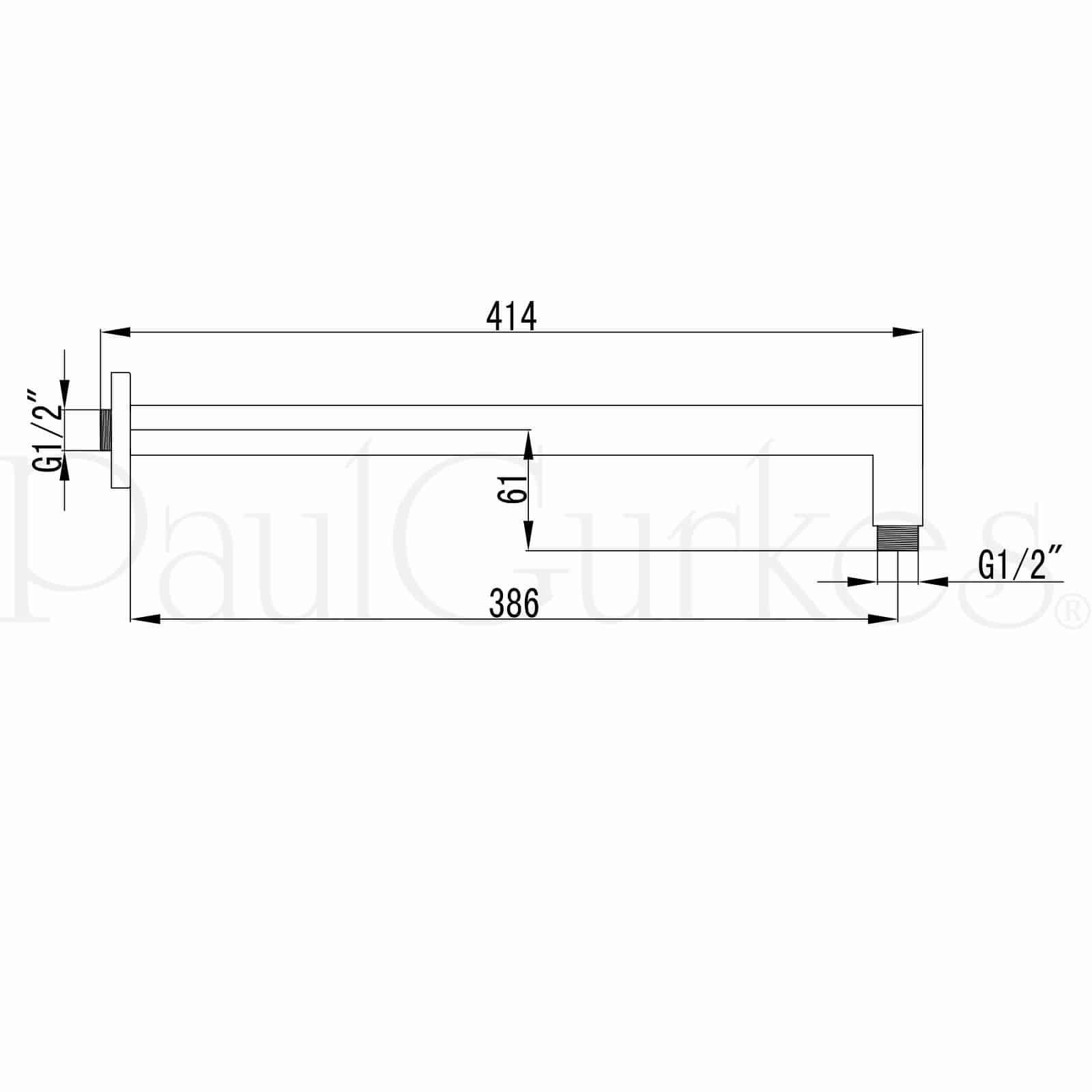 Set de Ducha con Cabezal de 20 cm y Brazo de Pared, Cabezal Cuadrado de Plástico Cromado, Brazo de Latón Macizo, Prolongación de 41 cm