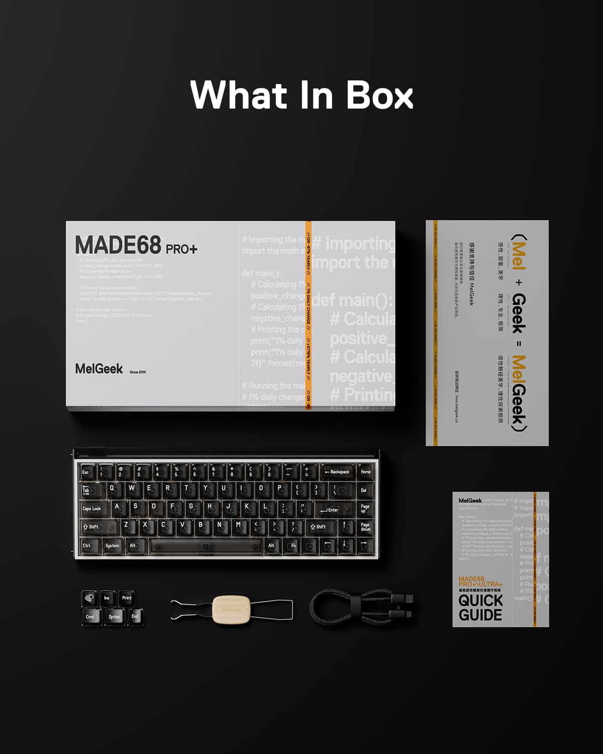 MelGeek MADE68 Pro+ - Tastiera cablata con interruttore magnetico effetto Hall, trigger rapido compatto al 65%, hot-swap, tocco RGB Snap e azionamento regolabile, HIVE personalizzato online (grigio