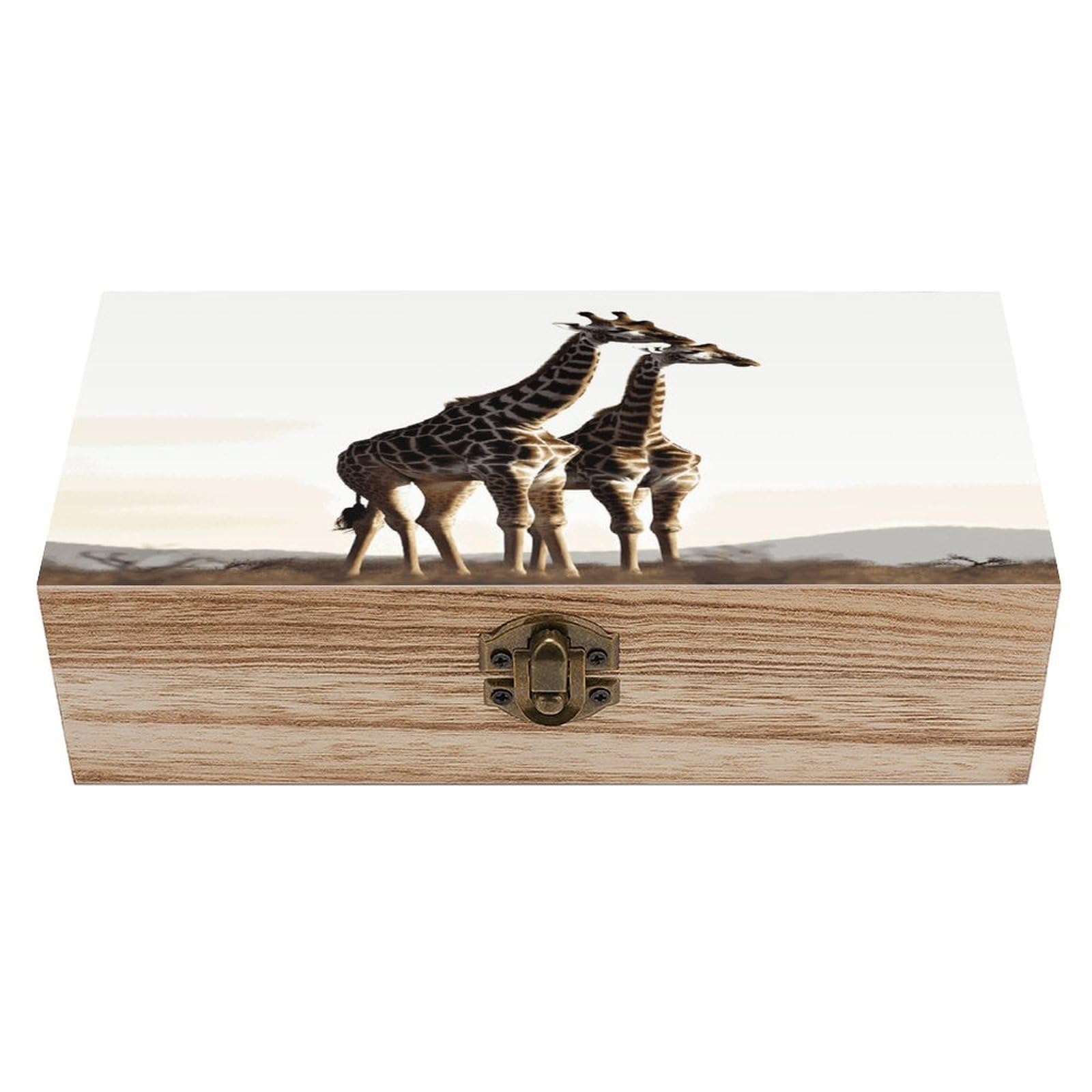 VstaDank African Giraffe Wooden Storage Box Wooden Keepsake Box with A Hinged Lid Fashion Memory Treasure Boxes Decorative Jewelry Case for Crafts Photo Home Decor Wood Gift Box