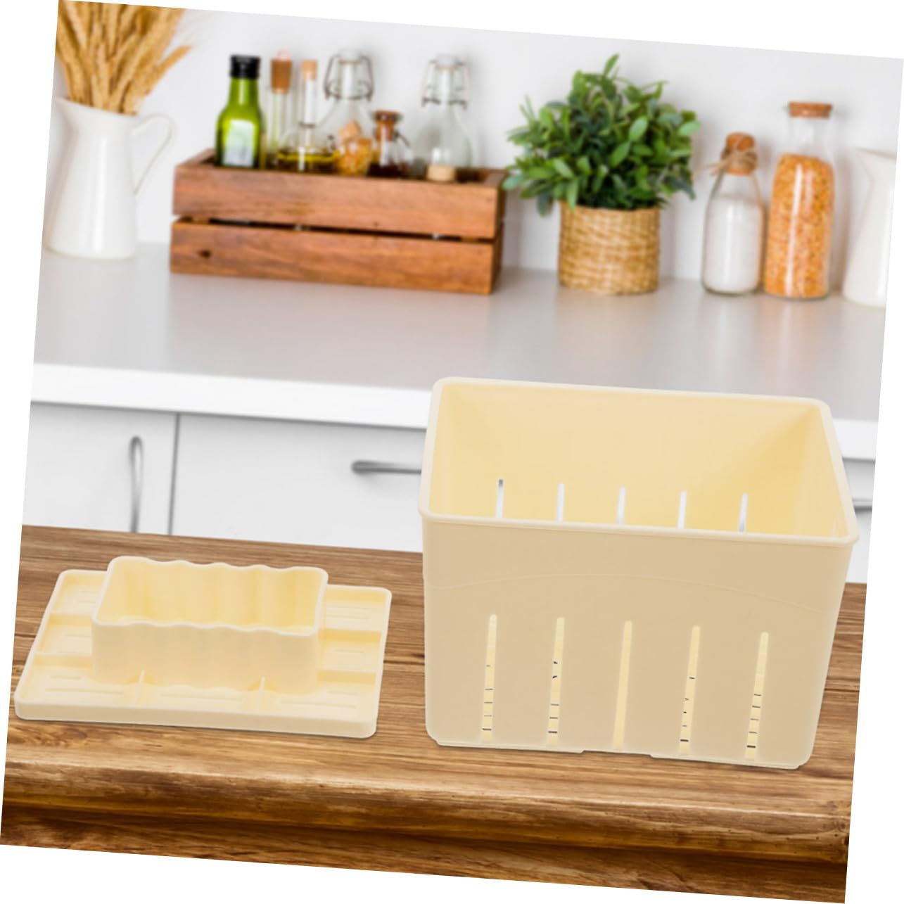 Stampo per Pressa per Formaggio e Tofu 4 Pezzi 140x105x95 Mm Plastica Resistente