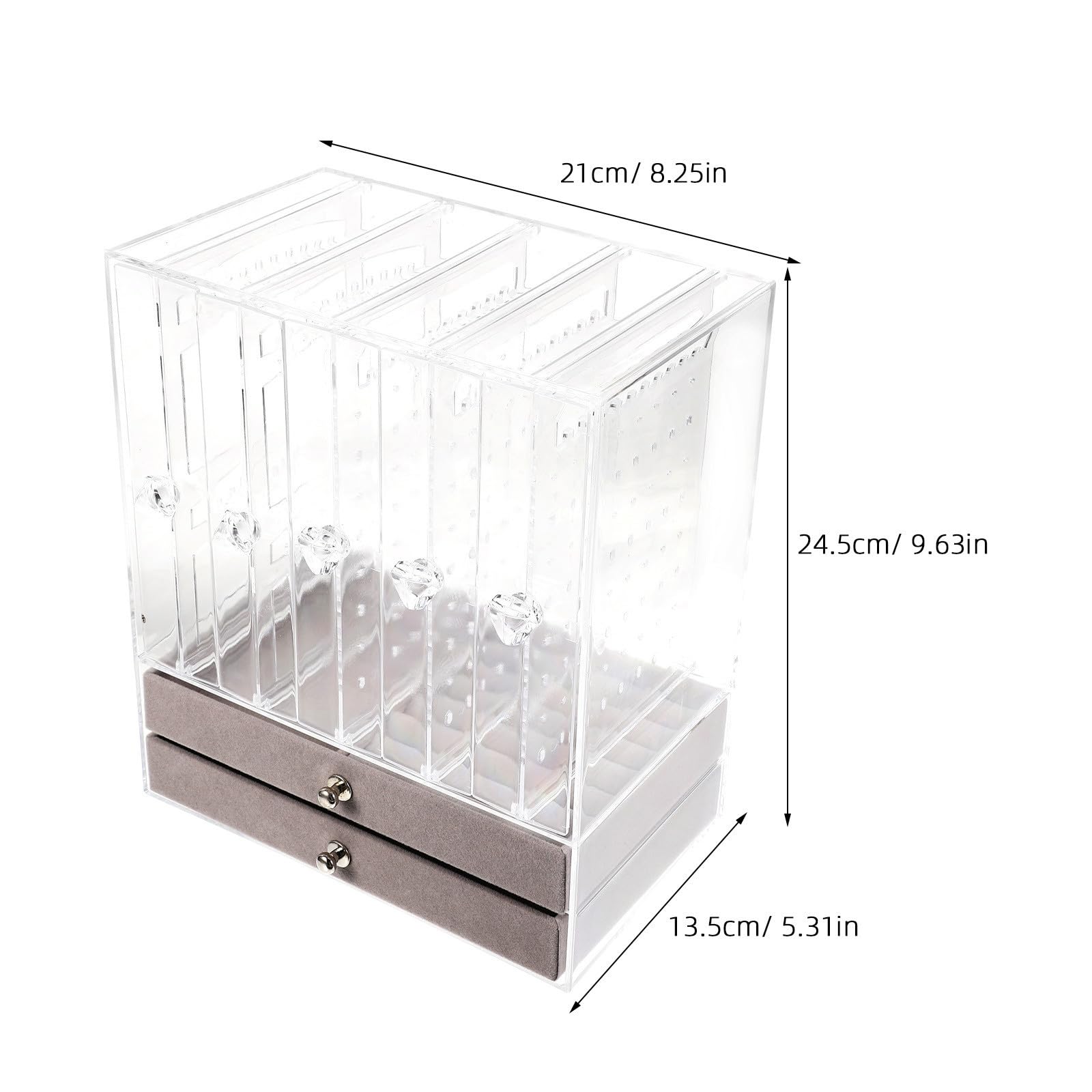 Caja de Joyas Acrílica Transparente de Doble Capa con Cajón y Clips