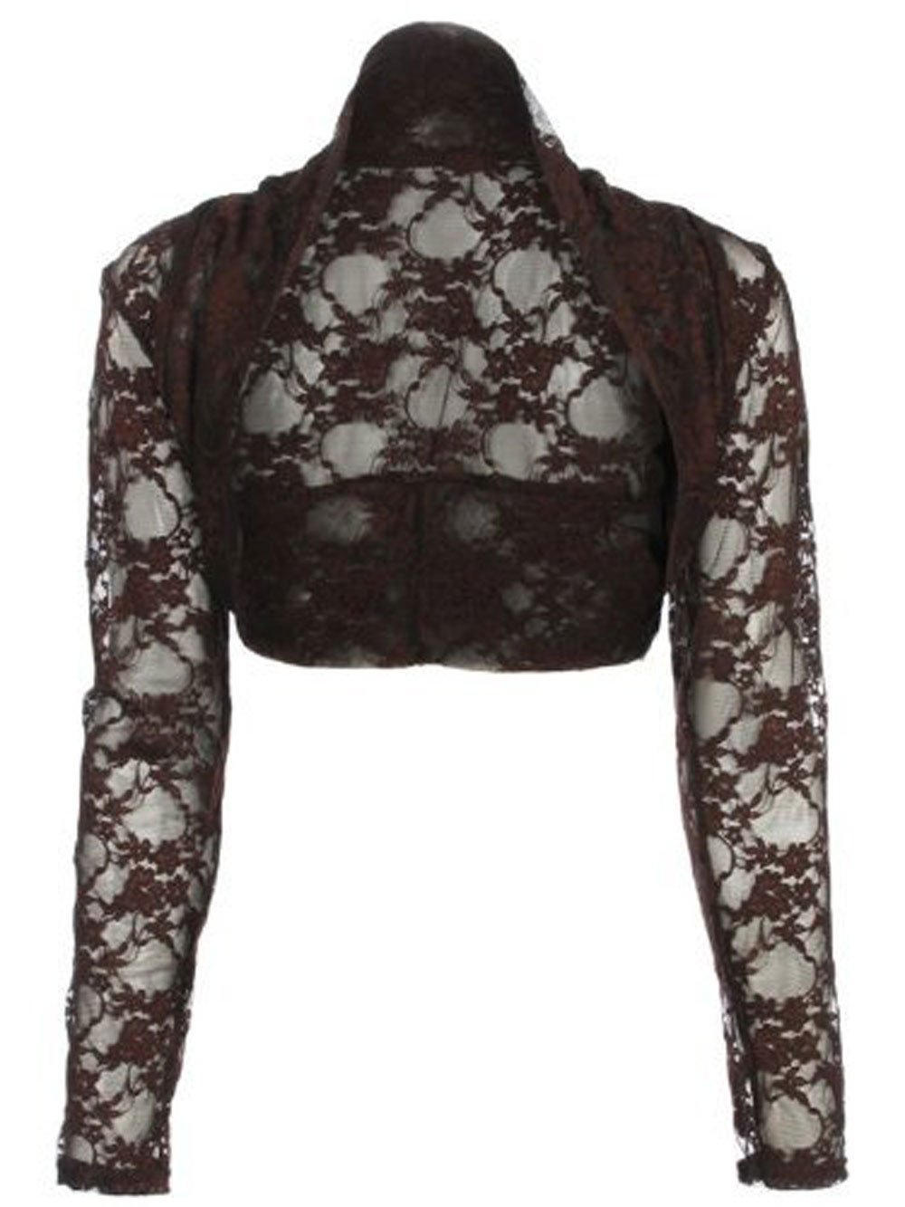 Divadames Women's Brown Cropped Lace Shrug Bolero Size L/Xl (Uk 14-16)