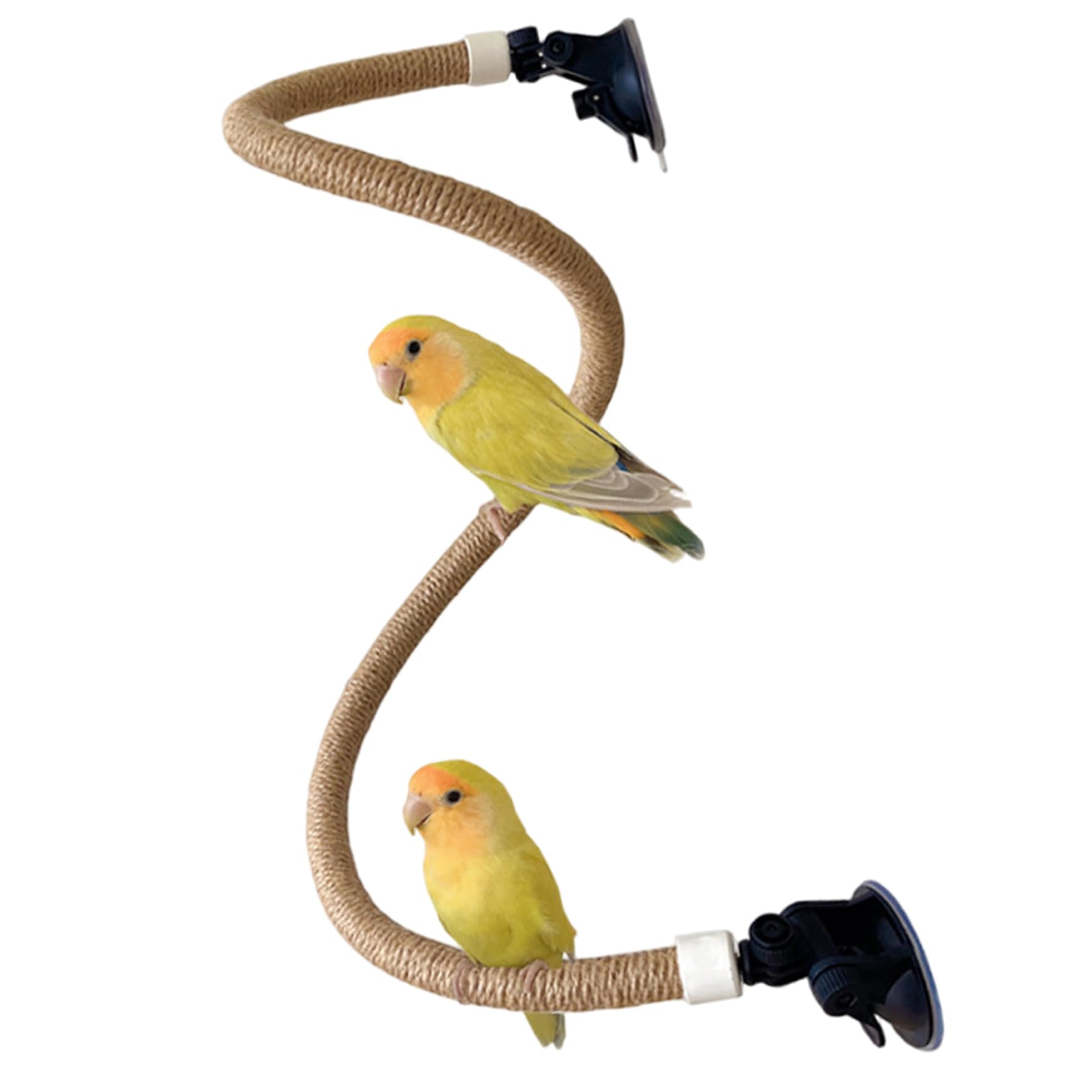 Bird Rope Perch 39in, Bendable Hemp Parrot Perch with Suction Cup, Climbing Grinding Toy for Birdcage Accessories