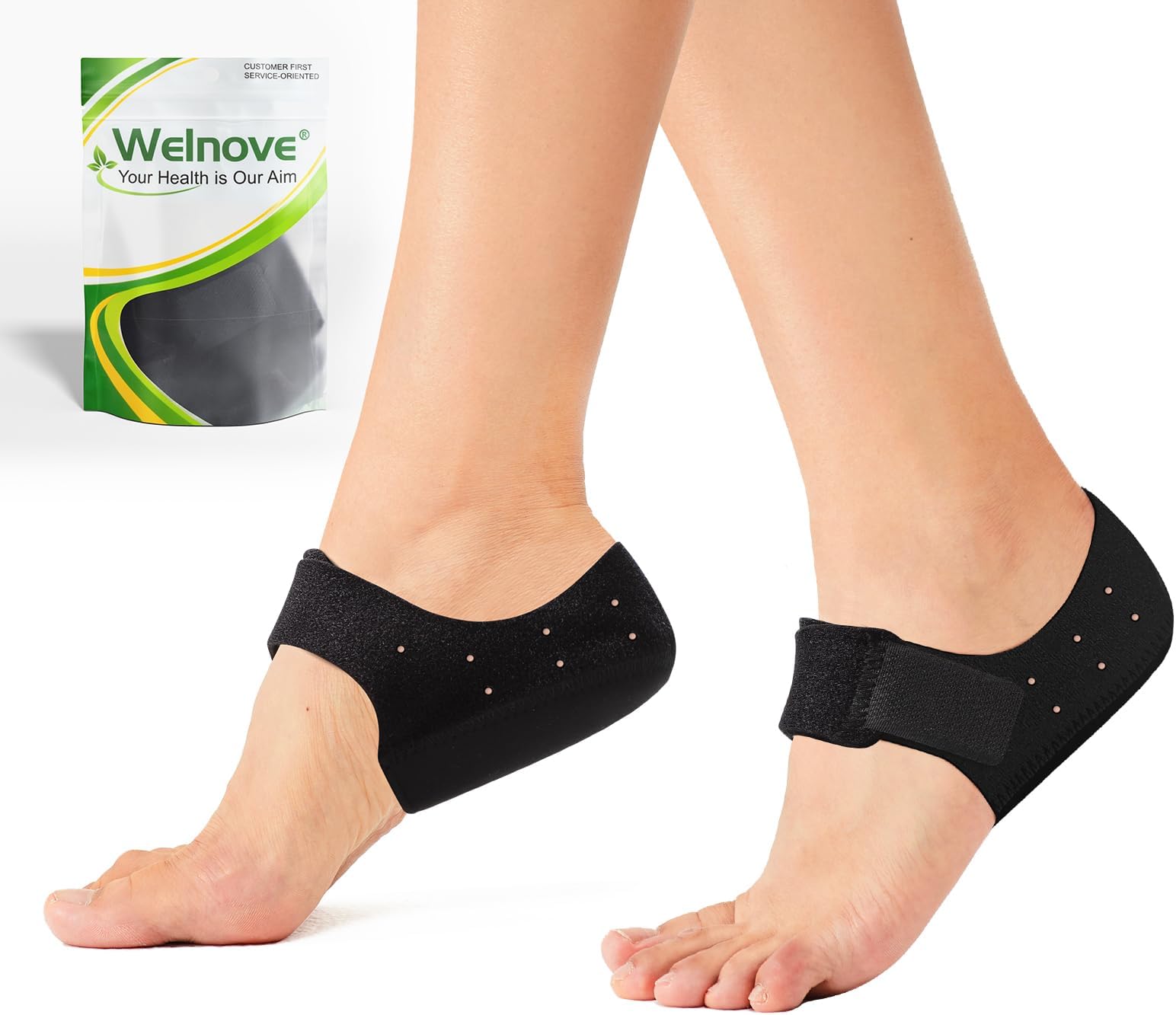 Welnove 2PCS Heel Protectors, Heel Pads, Heel Support for Heel Pain from Plantar Fasciitis - Heel Spur -Tendinitis- Cracked Heels, Large Size for Men 8.5-14 | Women 9.5-13