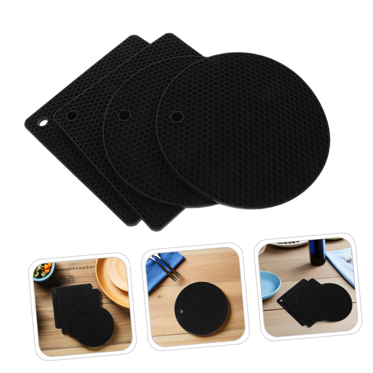 LABRIMP Set de 6 Protectores de Silicona para Sartenes, Salvamanteles Estructura de Panal, Antideslizantes, Resistentes al Calor, para Encimeras