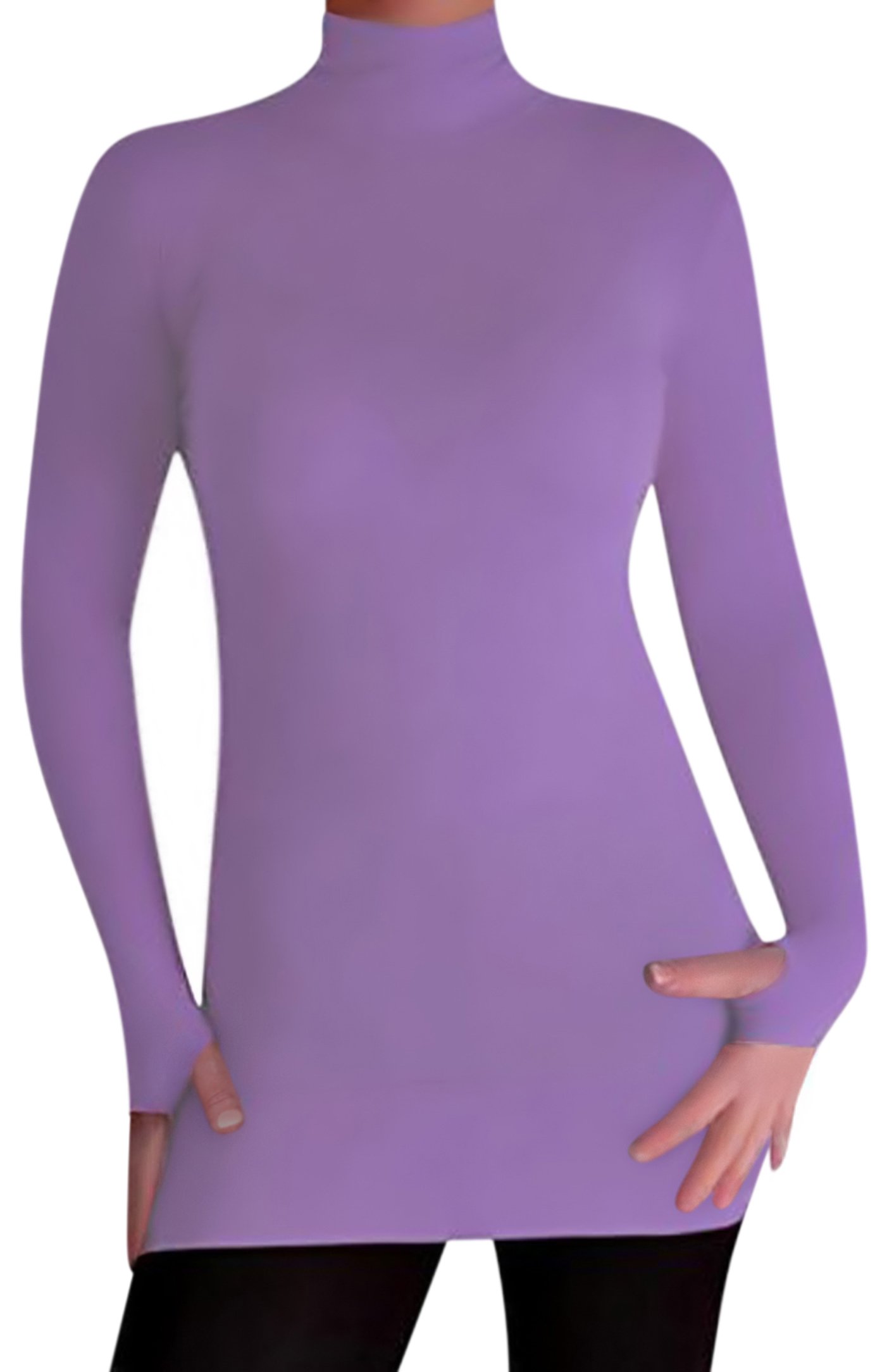EyeCatchClothing - Womens Cher Lightweight Stretch Polo Neck Lilac M/L