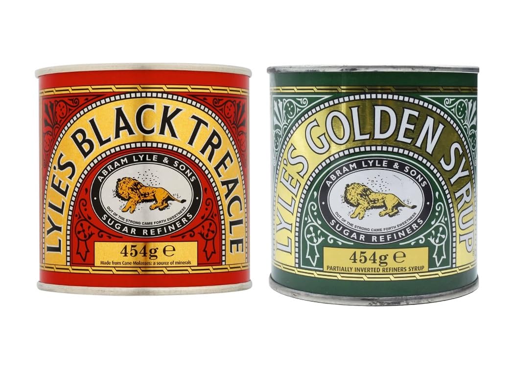 Lyle's Golden Syrup - Cane Sugar Syrup AND Lyle's Black Treacle - Cane Molasses **BUNDLE** - 2 Tins, 11 Fl Oz (325 ml) each