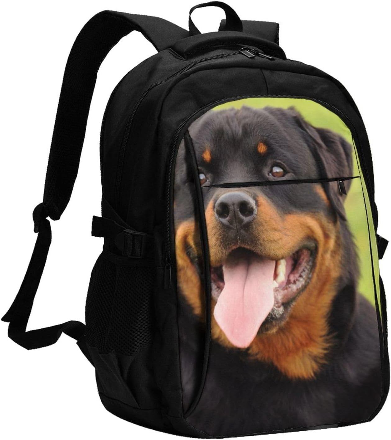 [zhandiffy] ロットワイラープリント Usb 充電ポート付きデイパック 13-16 インチ撥水加工バックパック