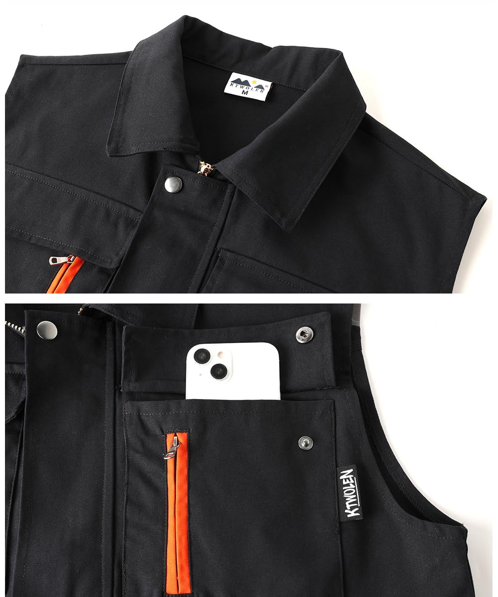 Chaleco Tip Safari para Hombre Chaleco de Trabajo con Bolsillos Chaqueta Sin Mangas para Caza Fotografía Chaleco Reflectante de Pesca