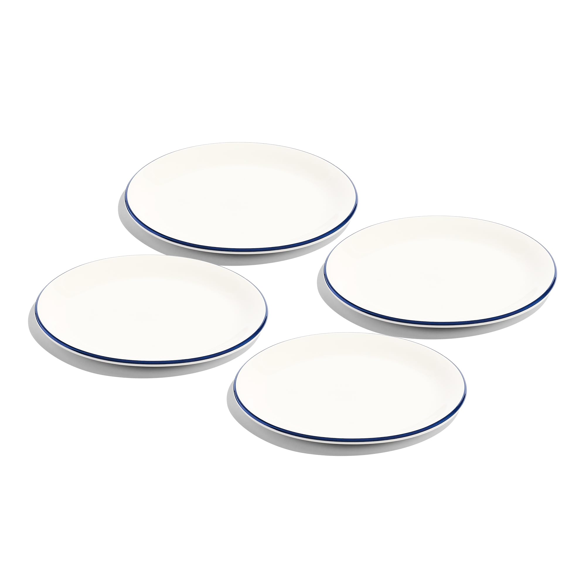 Made In Cookware - Set of 4 - Appetizer Plates - White With Navy Rim - Porcelain - Crafted in England
