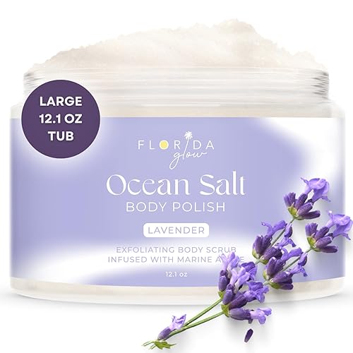 Florida Glow - Exfoliante corporal con sal marina de Florida Glow - Esmalte corporal con sal marina infundido con algas marinas - Exfoliante facial