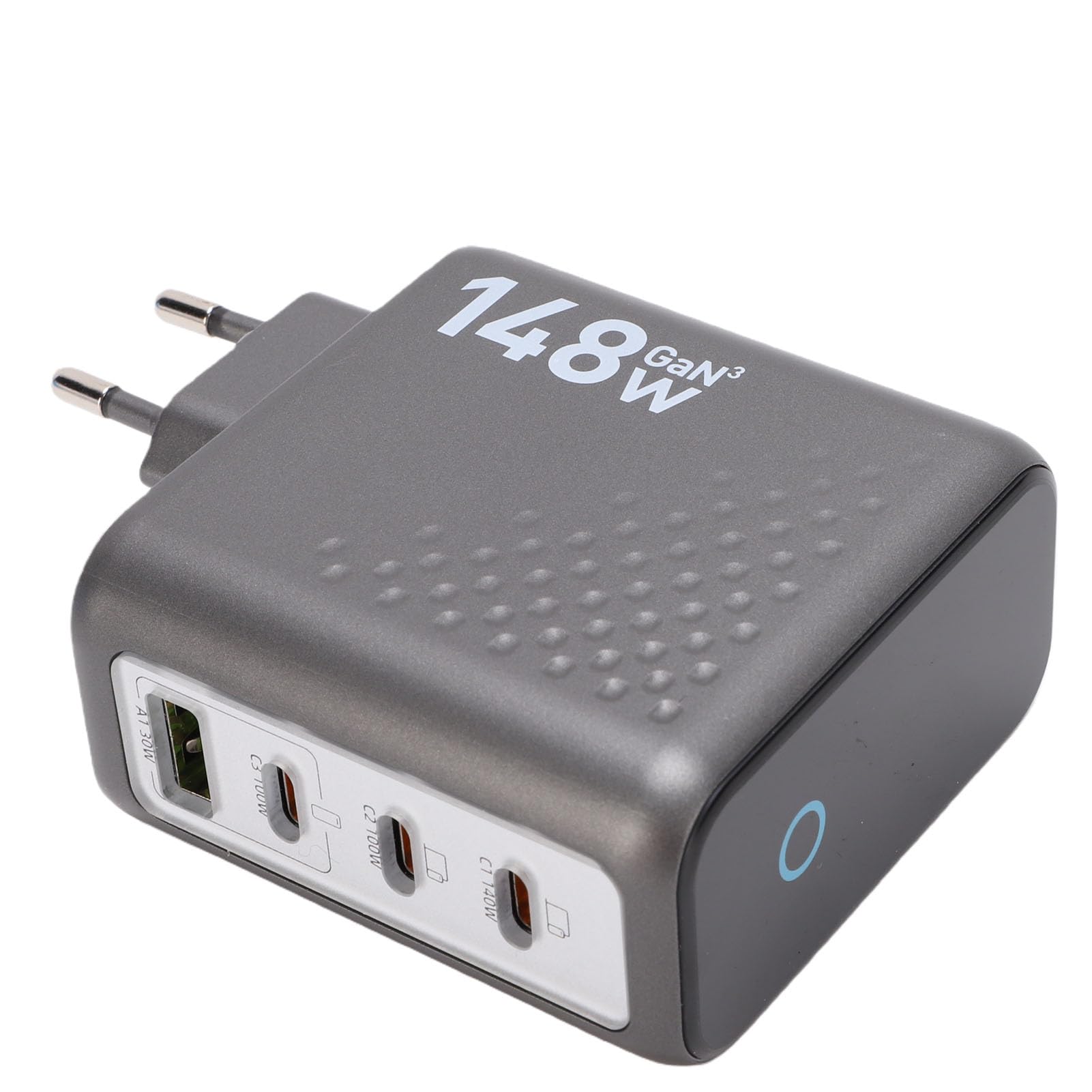 Jiawu Bloque de Cargador USB C de 148 W, Bloque de Cargador USB C GAN de 4 Puertos, de Pared con Pantalla Inteligente, Adaptador de Corriente de Carga Rápida para Teléfonos de (Enchufe de la UE)