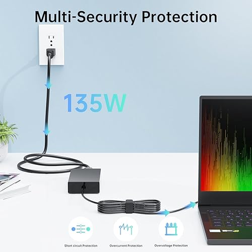 Miniatura 4 de Cargador de 19V 7.1A 135W para Acer Nitro V15 V14 V16, ANV15 ANV14 ANV16, Nitro 5 Gaming Laptop, Adaptador de corriente PA-1131-16/26 de 135 vatios