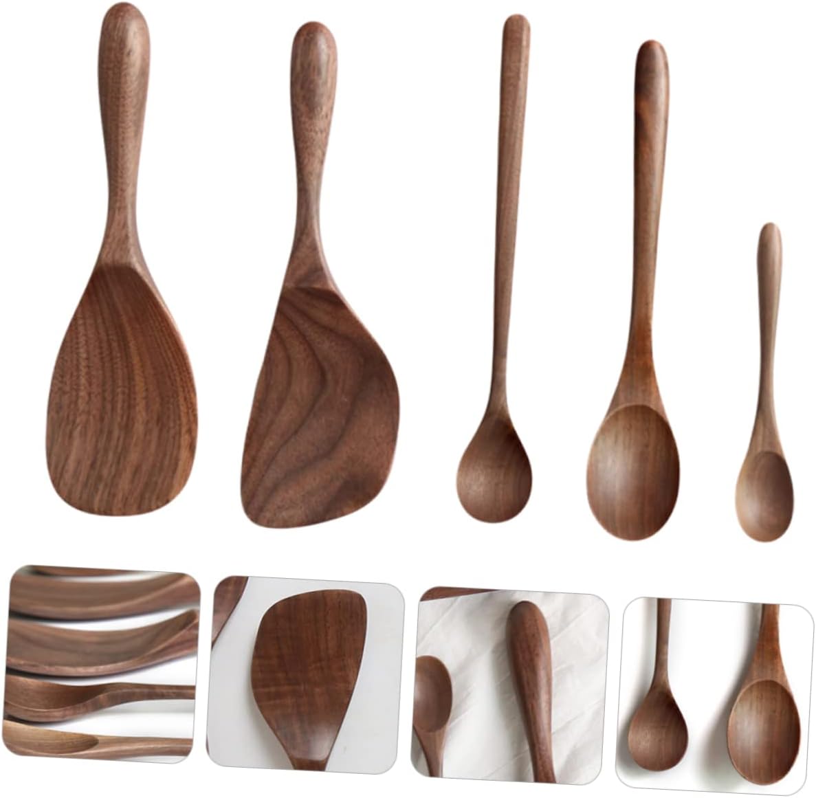OQHAIR 15 Pcs/set Black Walnut Cutlery Set Kitchen Ware Set Nonstick Pan Set Kids Suits Pots Sets for Cooking Nonstick Babmoo Scoop Suits for Kids Black Walnut Spoon Wood Scoop Honey Set 3 61OMl+RDl2L. AC SL1266