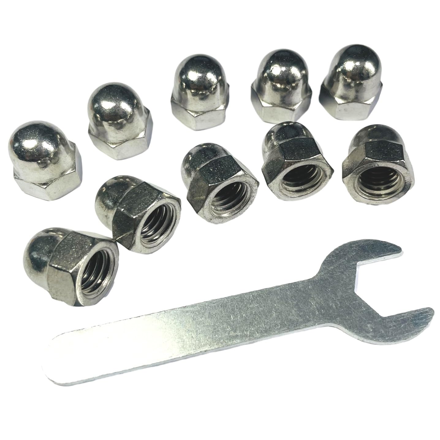 Stainless Steel Acorn Nuts - 50 Pack with Wrench -18