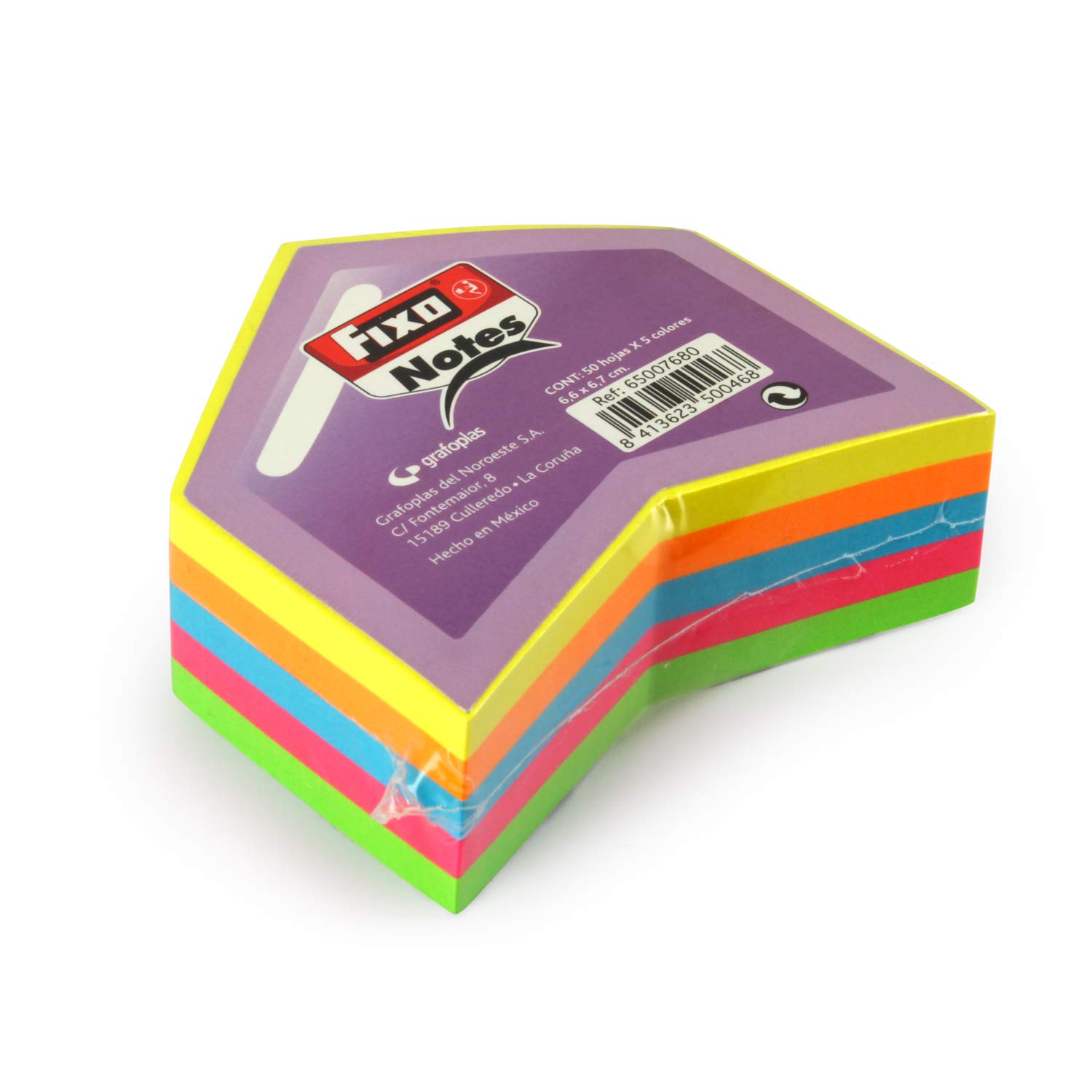 Fixo Haftnotizblock mit 250 Haftnotizen, 76 x 76 mm, Neonfarben
