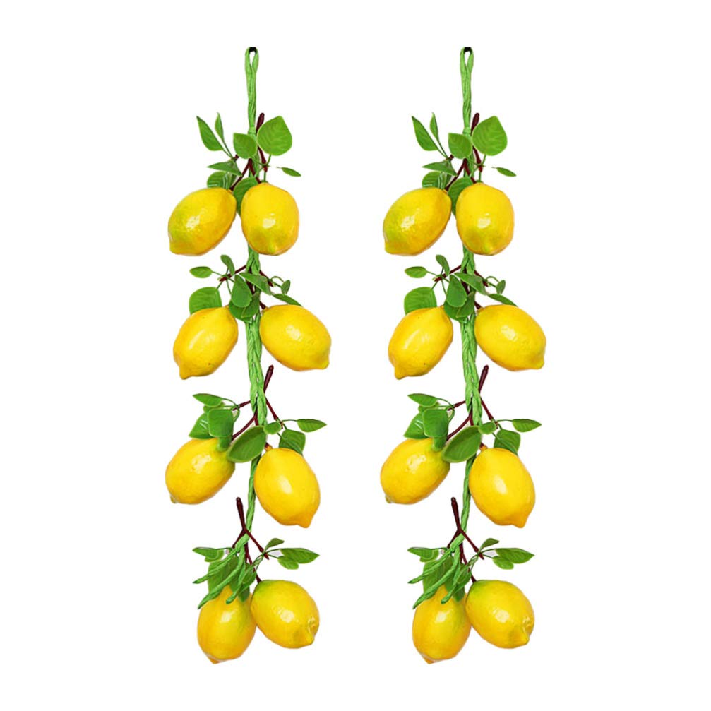 NUOBESTY 2 Bunches Artificial Lemon Branches Fake Lemon Foam Fruit Realistic Food Lifelike Fruit Vegetables Children Photography Props Kitchen Party Decor
