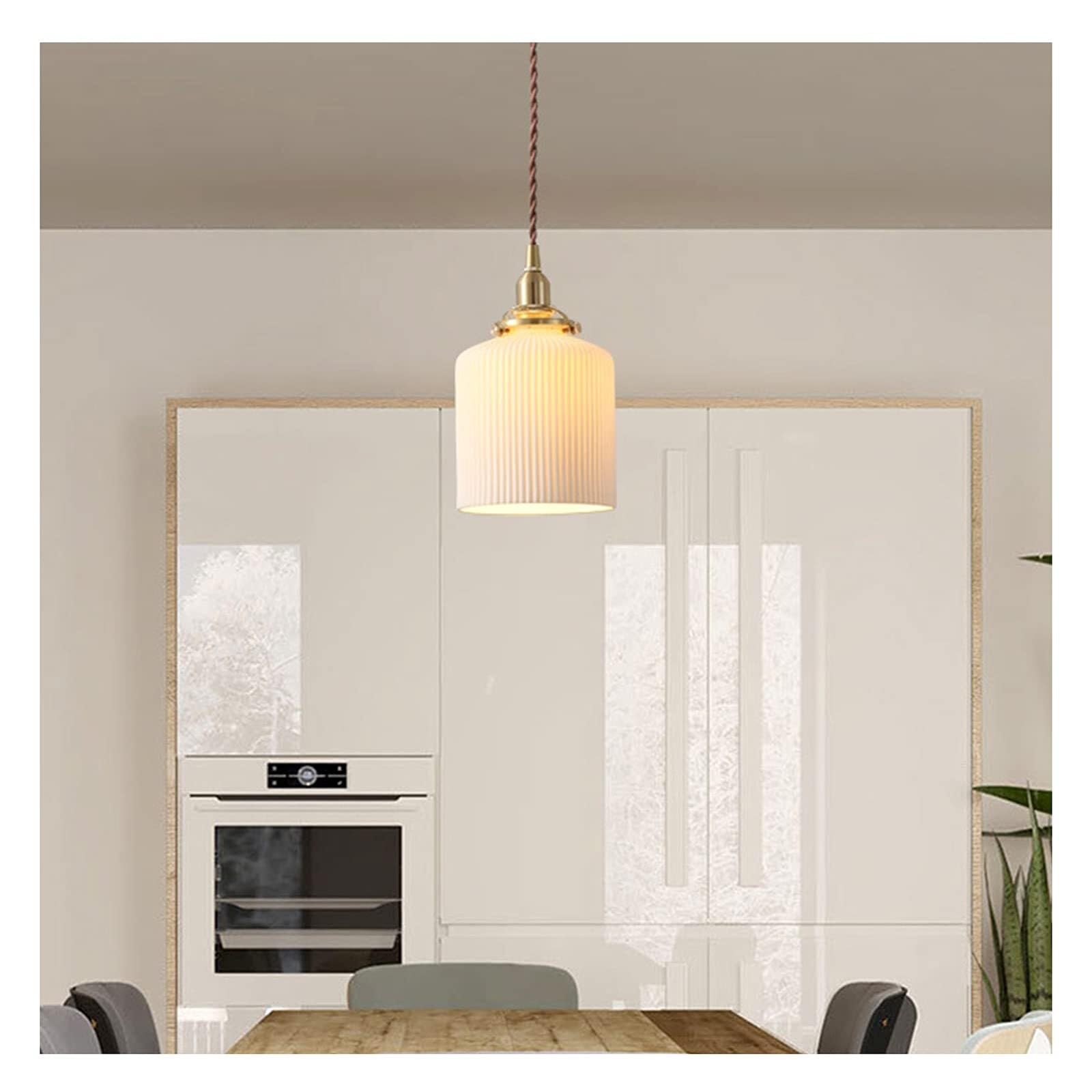 HXYSXHJUO Brass and Ceramic Single Head Chandelier - Stylish Pendant Light for Home, Café, Aisle, More