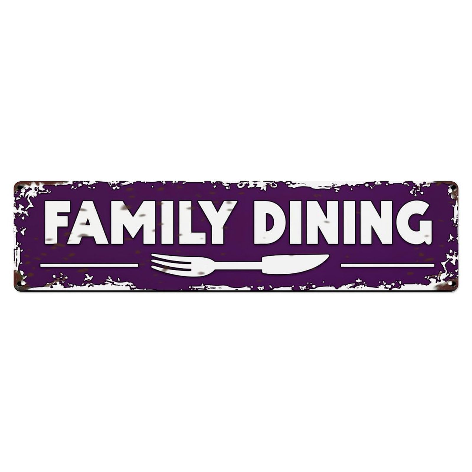 Family Dining Fork Knife Pattern Metal Tin Sign Plaque