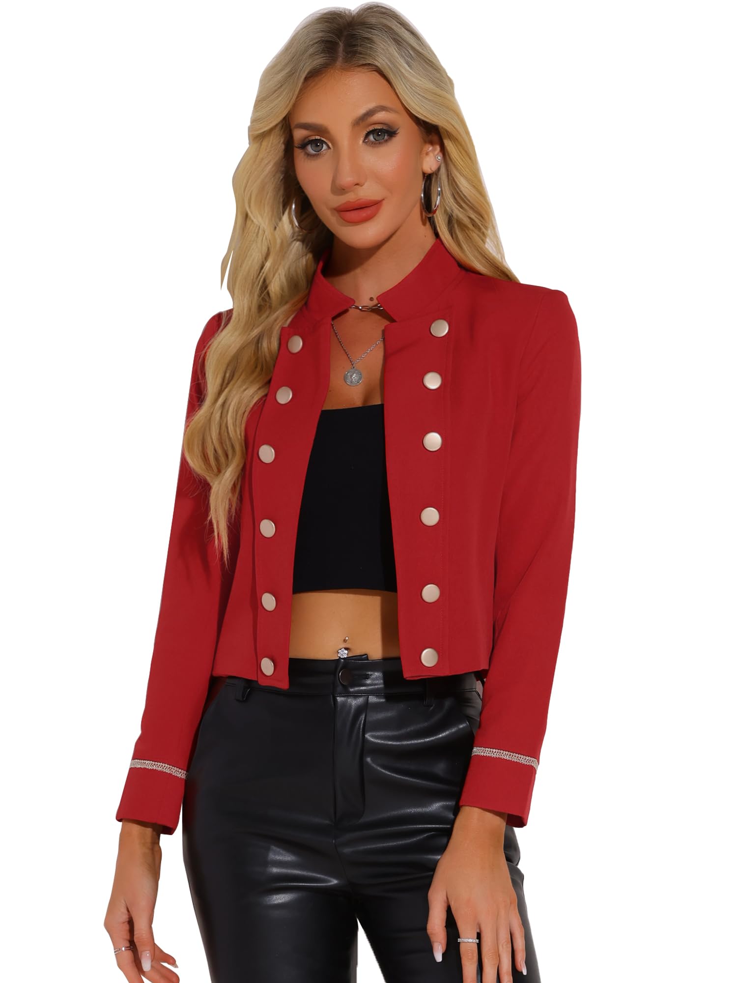 Veste vintage boutons sur le devant style steampunk rouge taille XS