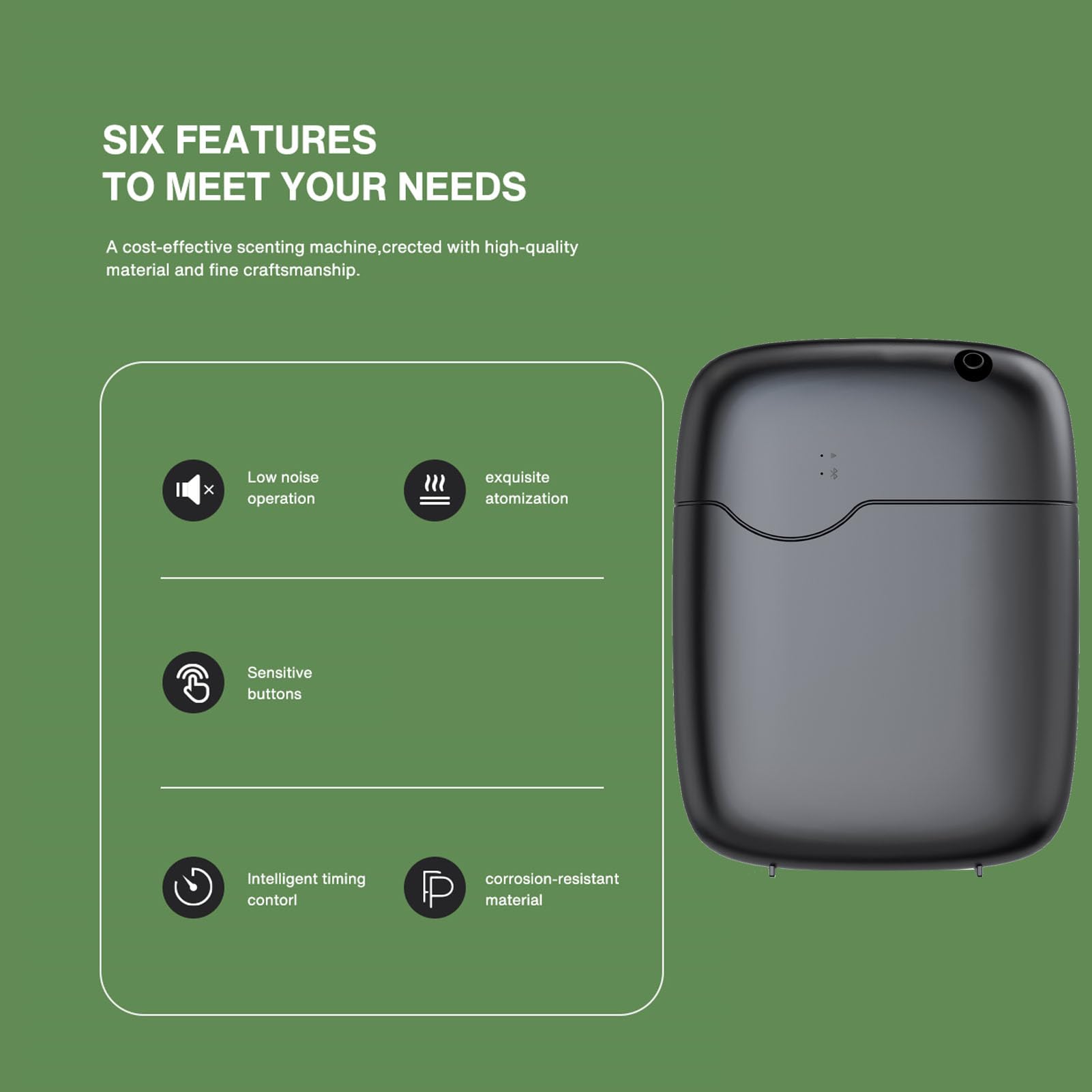 SIXRUN Difusor de Aceites Esenciales con Botón Inteligente BT, Difusor de Aromaterapia 400ml para Ascensores, Hoteles, Oficinas y Salas de Conferencias (Enchufe de la UE 100-240V)