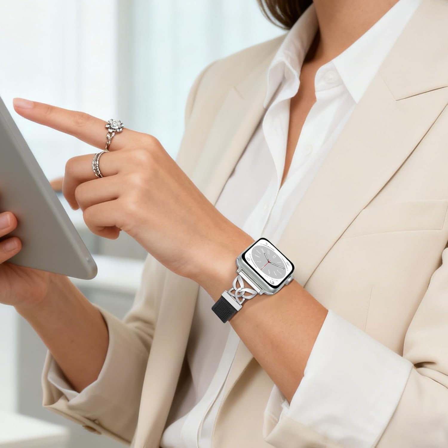 Stretchy Band Compatible with Apple Watch 49mm 46mm 45mm 44mm 42mm 41mm 40mm 38mm, Braided Elastic Butterfly Nylon Strap for iWatch Series 11 10 9 8 7 6 5 4 3 2 1 SE 3/2/1 Ultra 3/2/1 - Image 5