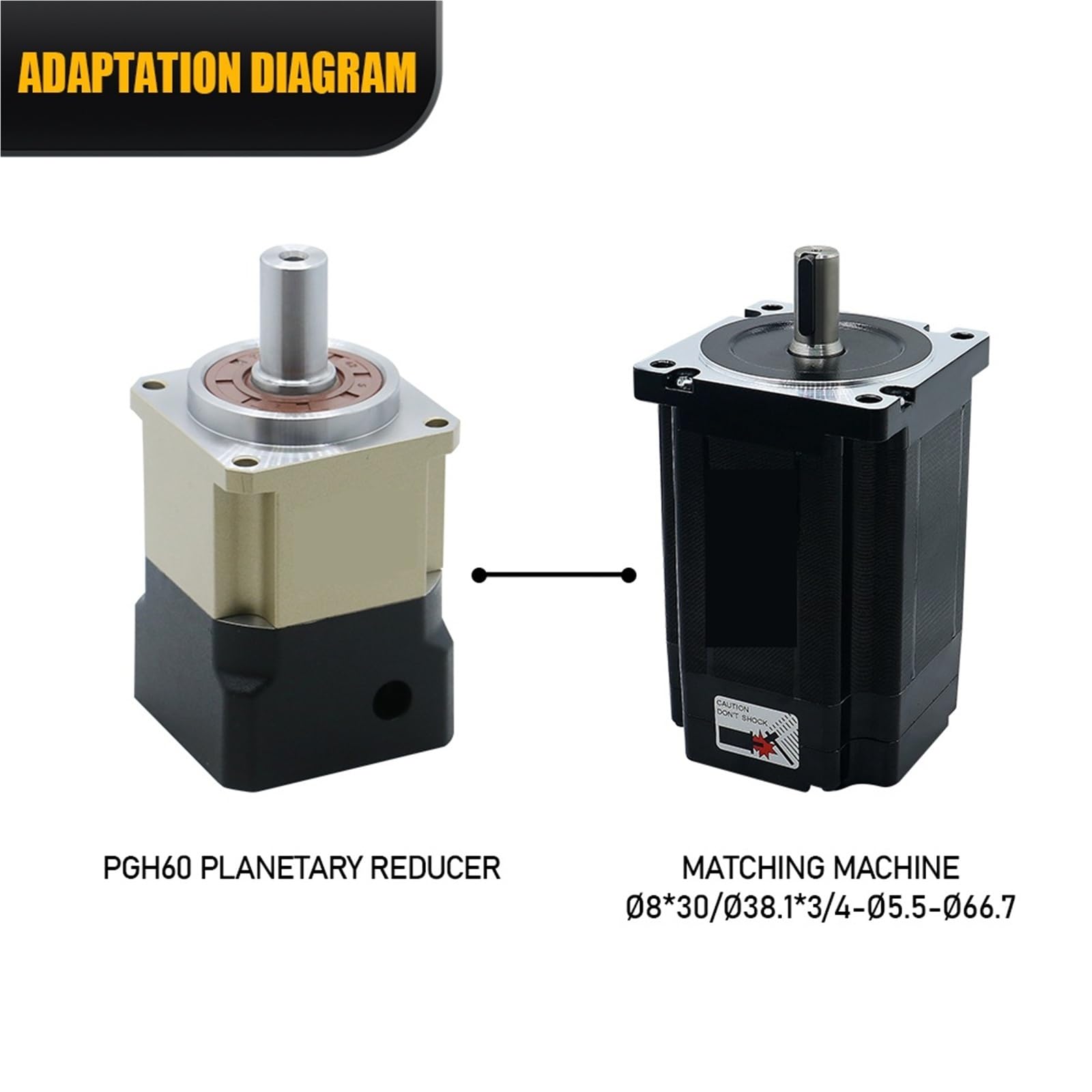 Reductor planetario de Dientes helicoidales bajo Juego PGH60, Motor Paso a Nema23 8 mm o servomotor 14 60(12 to 1,14mm for 60Servo)