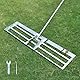 SurmountWay Rasen Rakel Edelstahl 100x25 cm Rakel Rasen nivellierrechen mit 2.15 Meter Verstellbarer Stiel für Hof Garten, Golfplatz,Rasenpflege,Rasen Sanden(2.15m, 25x100cm)