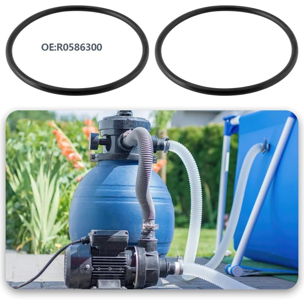 EasyByMall Set di 2 anelli O-ring antiscivolo in gomma fluoro per attrezzature da piscina fuori terra, guarnizione resistente agli agenti chimici e al calore, confezione da 2