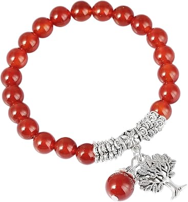 SUNYIK Handmade Round Stone Stretch Bracelet for Women Men, 7" Strand