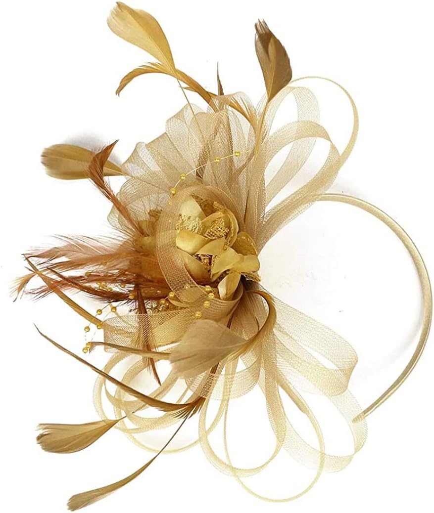 Bridal Hair Accessories Womens Mesh Ribbon Fascinator Hat Contrast