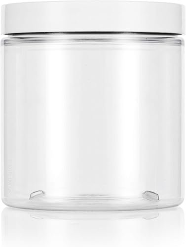 Miniatura 3 de JUVITUS Tarro recto de plástico PET transparente de 8 onzas con tapa blanca (paquete de 6)