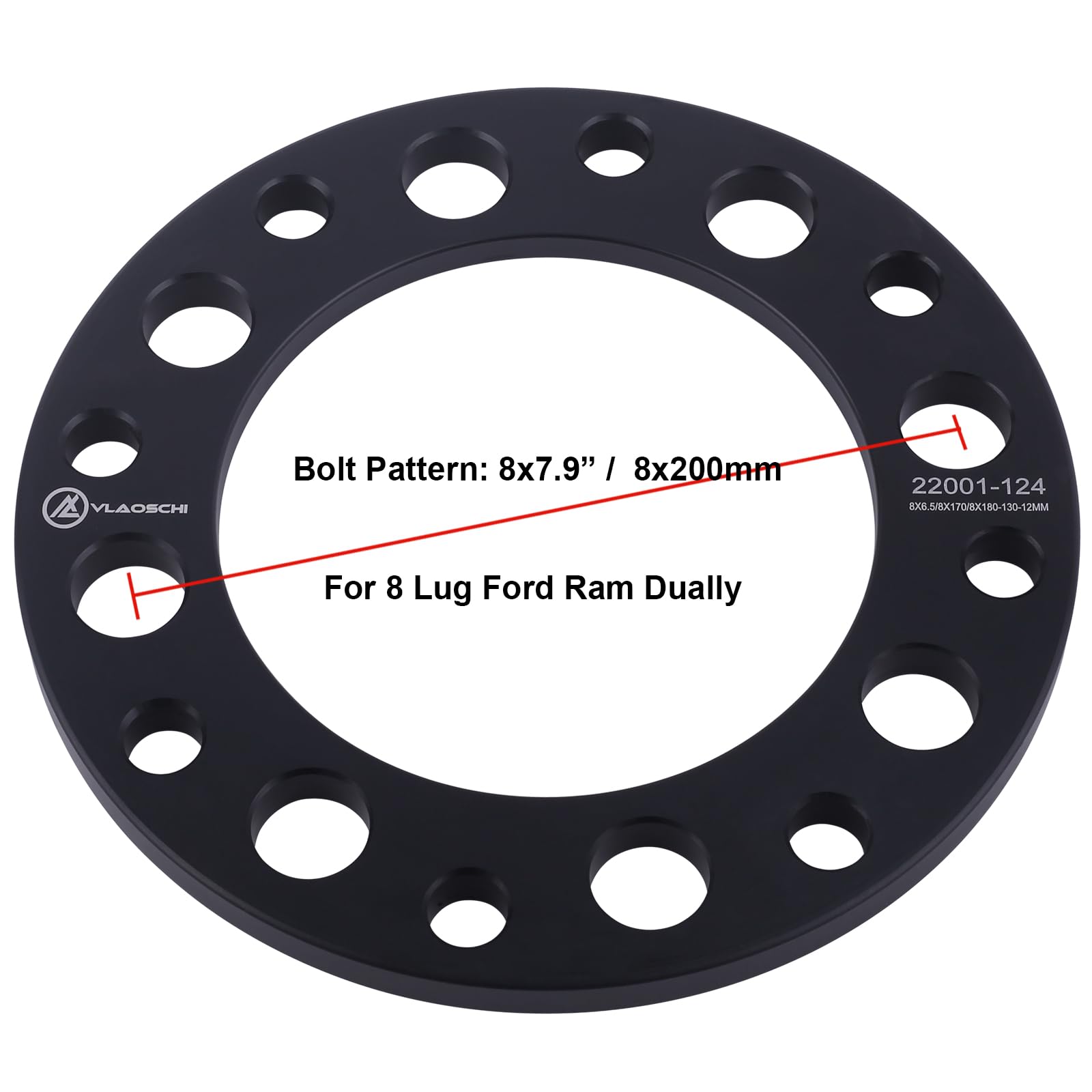 DCVAMOUS 12mm 8x6.5 8x170 8x180 Wheel Spacers Compatible With Chevy Ford Dodge 8 Lug, 2pc 1/2" Universal Wheel Spacer For F250 F350 Super Duty - View #8