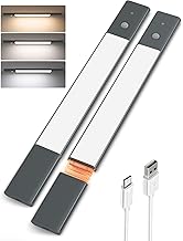 EZVALO Schrankbeleuchtung Kabellos 38CM, 2200mAh Abnehmbarer Akku, Unterbauleuchte Küche LED 3 Farbtemperaturen Dimmbar, Schranklicht mit Bewegungsmelder für Kleiderschrank Treppe, Schwarz (2 Stück)