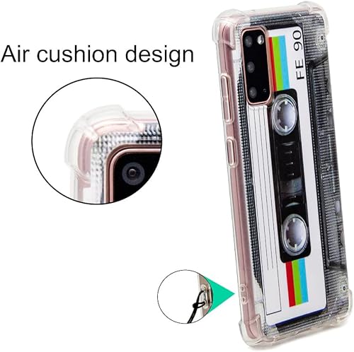 Miniatura 3 de Funda para Galaxy S20 con esquinas reforzadas TPU suave parachoques retro cassette cinta caso compatible con Samsung Galaxy S20