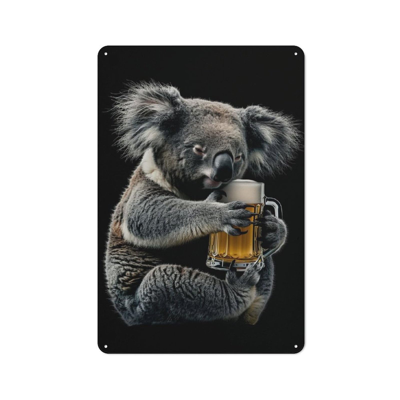 Junmoney Koala Beer Vintage Metal Wall Decor 30X20cm, Tin Wall Sign For Restaurant, Kitchen, Counter Or Breakfast Nook