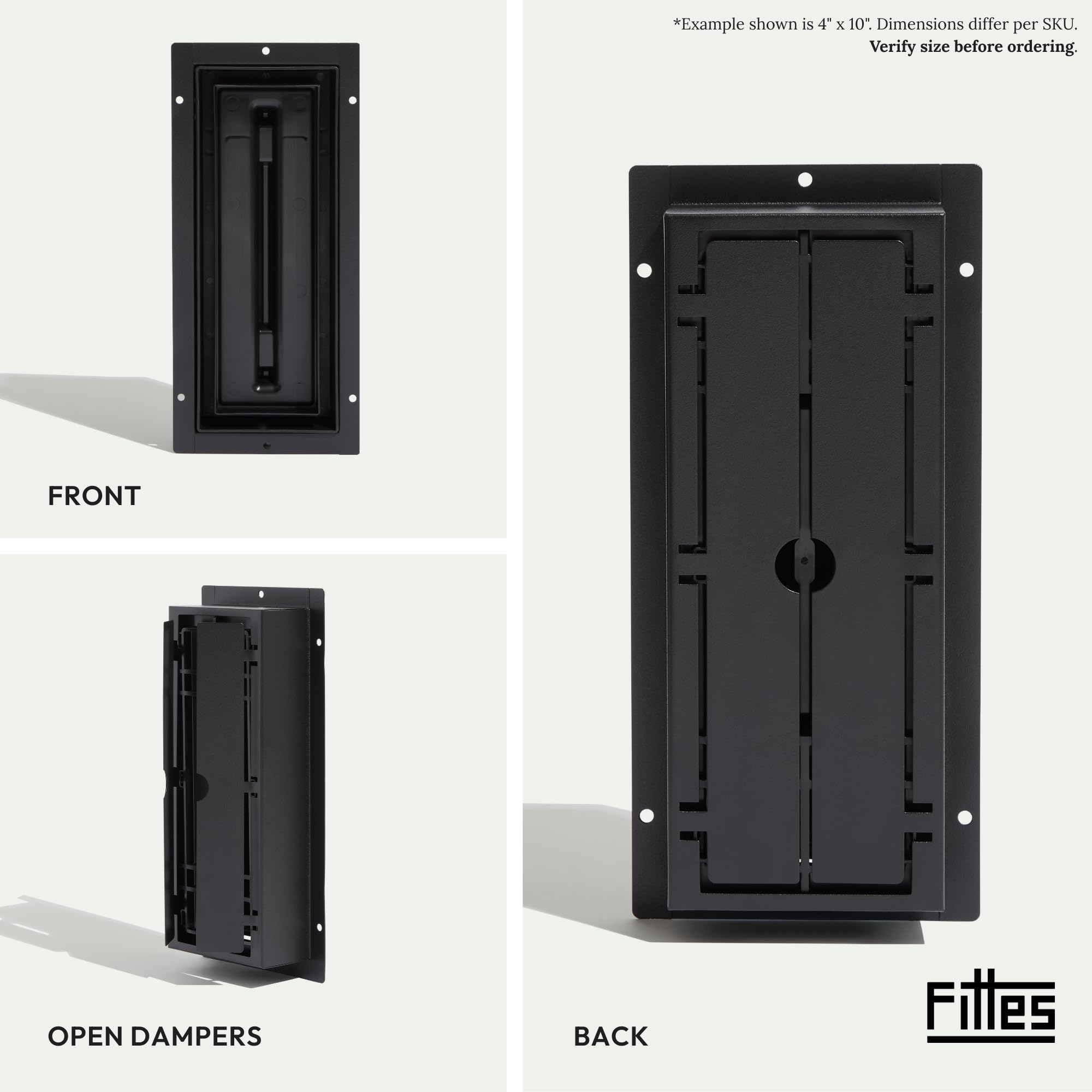 Aria Vent Flushmount Lite Collection - Ventilación de suelo o pared, negro mate (4 x 12 pulgadas)