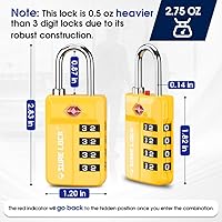 Vista 5 de Candados para equipaje de viaje aprobados por la TSA, candados de combinación con alerta de apertura para taquillas de escuela, oficina y gimnasio