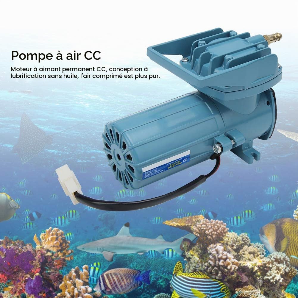 DAUERHAFT Pompe à Air Oxygène, Portable Aérateur de Pompe à Air, Pompe à Air Bassin 12V 18W, pour Outil Accessoire D'aquarium D'aquaculture D'étang à Poissons, Transport de Fruits de Mer de Pêche
