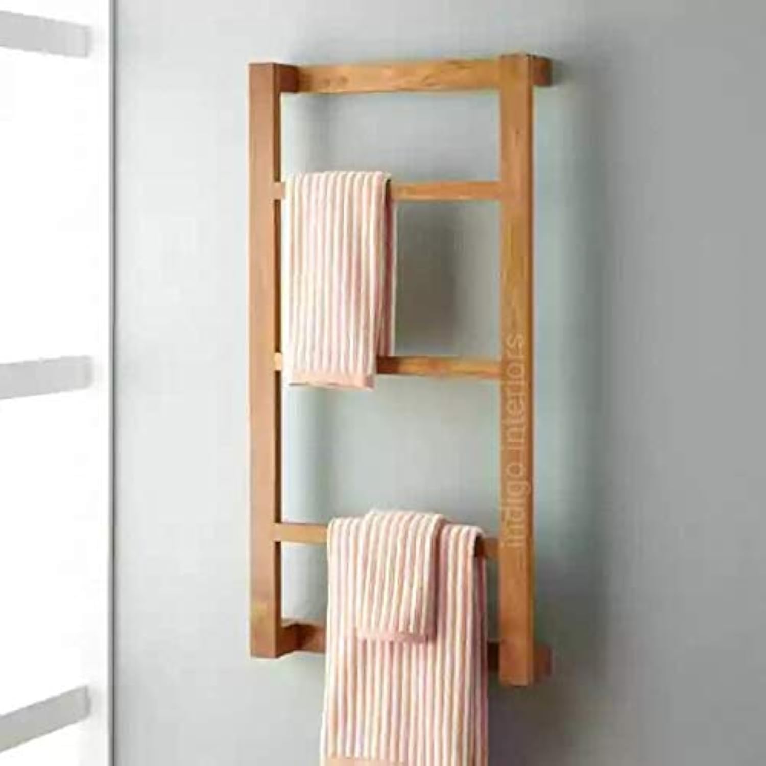 Indigo Interiors Sheesham Wood Towel Rack | Holder for Bathroom | Stand/Hanger-image-48